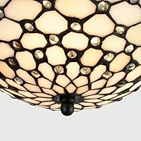 Vista 4 de DIRYZON EUL Lámpara de Techo de Montaje Semiempotrado Estilo Tiffany, Latón Antiguo y Pantalla de Vidrio Artístico Colorida - 3 Luces