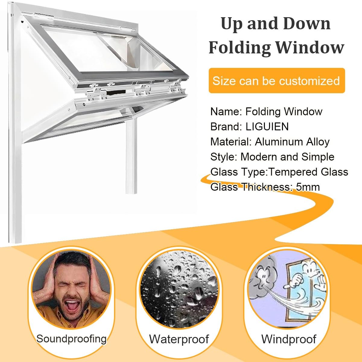 Faltbares Aluminium-Fenster mit Verriegelungsgriff, faltbares Verkaufsfenster für Imbissstände, individuell anpassbare Aluminium-Fenster für Mobile Wohnwagen, Food Trucks und Cafés (BxH 28x4