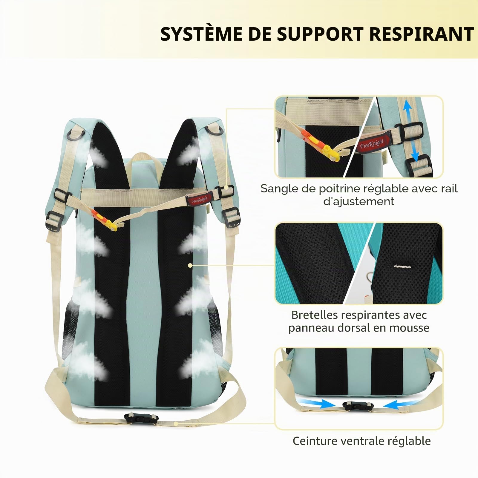 Bseash Sac à dos de randonnée/de voyage léger et imperméable 40L avec housse de protection contre la pluie, pour le sport en extérieur, pour le camping, l'escalade, le ski et le cyclisme