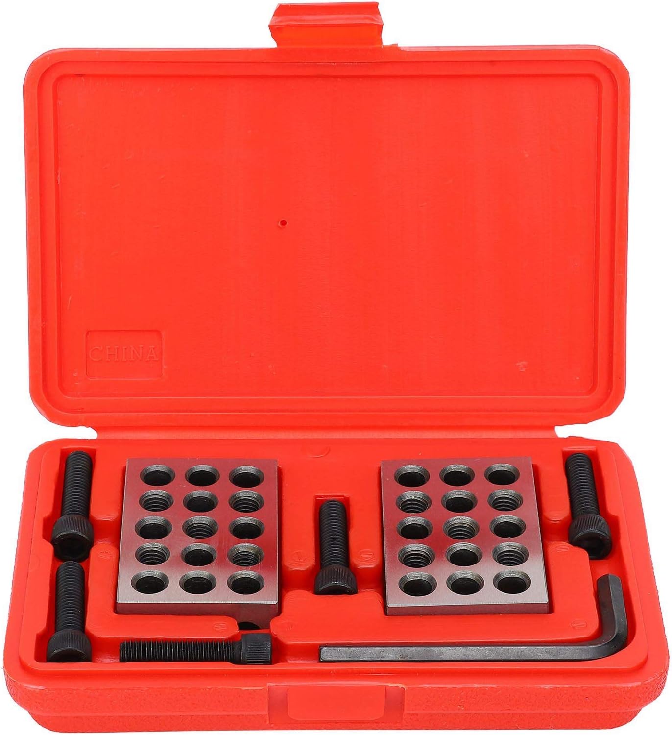 Cocoarm 1-2-3 Precision Block Parallel Blocks 23 Parallel Holes Metric Block 1 Pair Ultra Accuracy 1‑2‑3 Matching 23 Holes Super Exactness Block with Screw Wrench Box