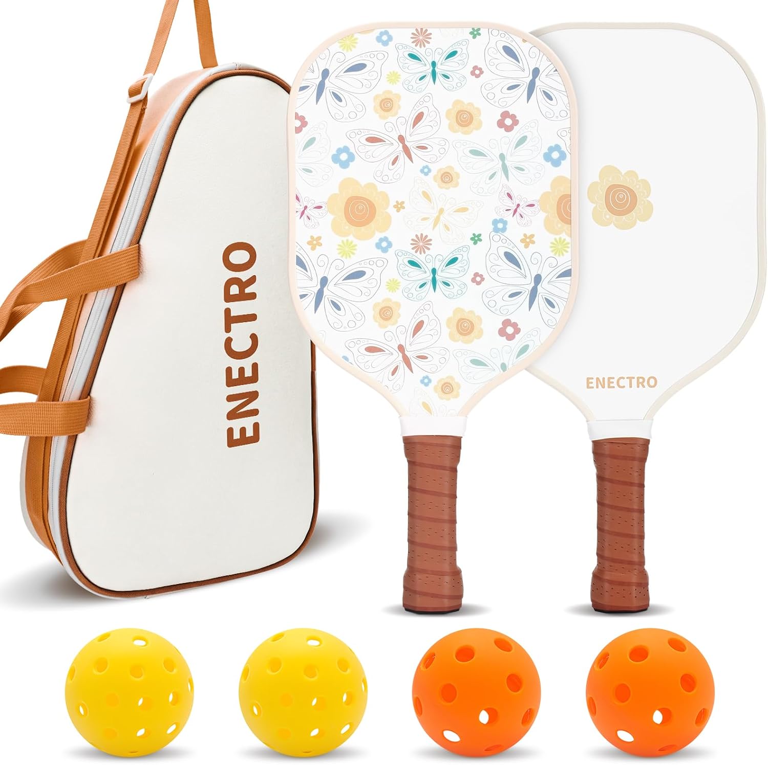 Pink Pickleball Paddles Set of 2/4, USAPA Approved Fiberglass Pickle Ball Set with 2/4 Cute Lightweight Pickleball Rackets, 2 Indoor &2 Outdoor Balls, 1 Pickleball Bag for Women, Beginner, Youth