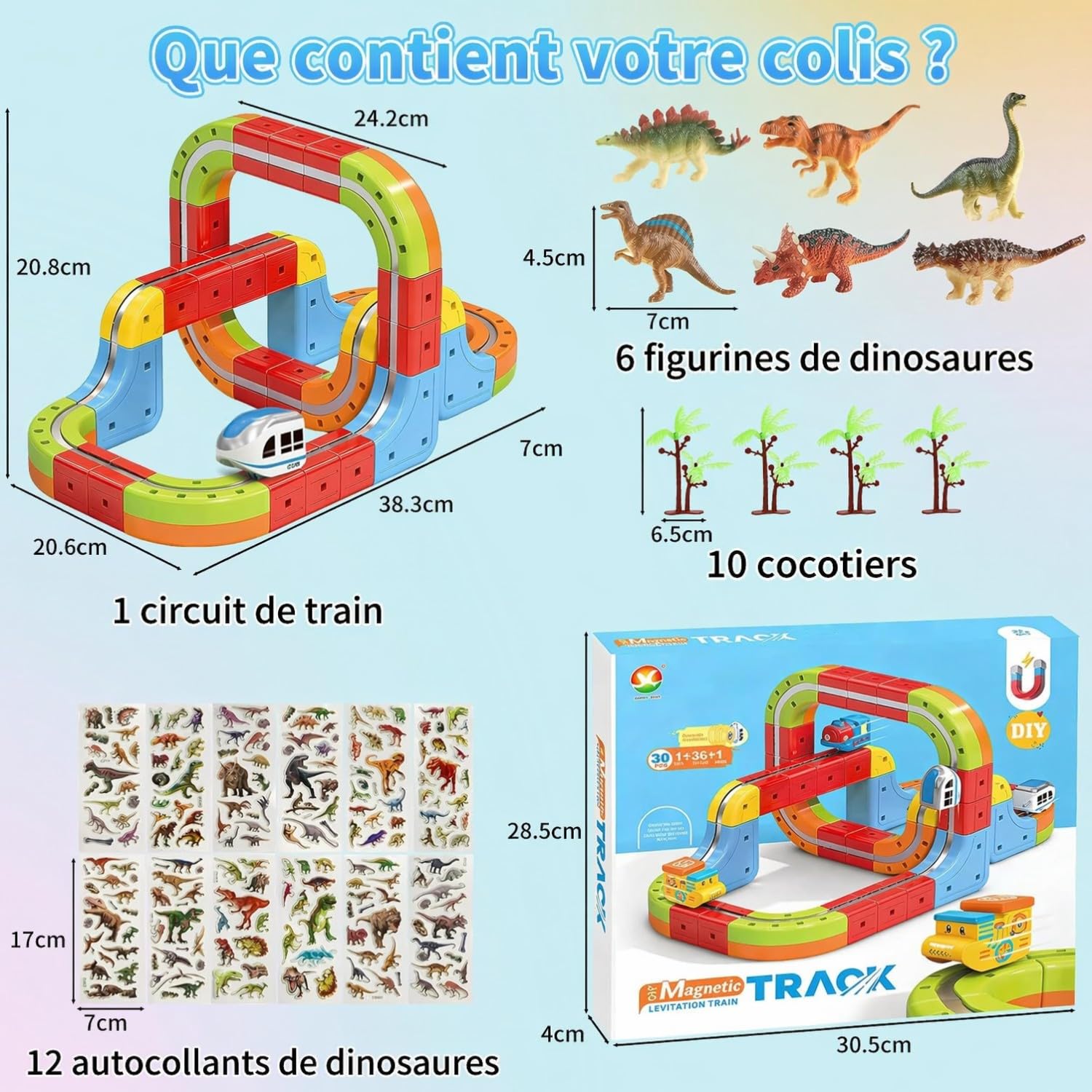 Cube Track Magnetische Block mit, 3D agnetische Block mit Verkehrszeichen, DIY Cube Track & Enthält Züge, STEM Spielzeug Kreatives Konstruktionsspielzeug Geschenk für Kinder ab 3-12 Jahren