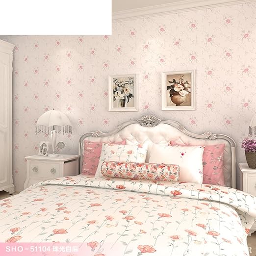 Amazon 寝室用壁紙 ロマンチックなリビングルーム壁紙 結婚式の部屋 グリーン壁紙 フレッシュな小さな花柄壁紙 韓国の田舎風不織布壁紙 D 壁紙