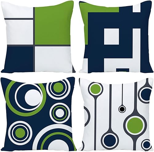 EZVING Juego de 4 fundas de almohada naranjas de 16 x 16 pulgadas, fundas de almohada decorativas, fundas de almohada geométricas abstractas