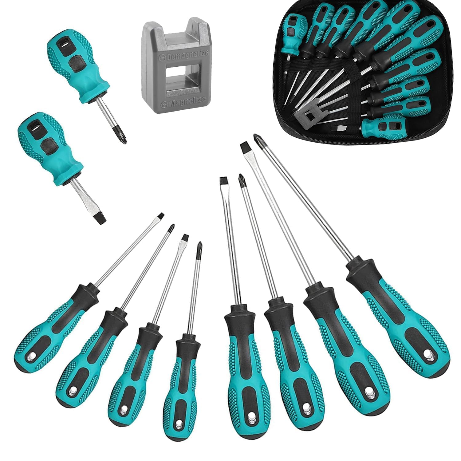 10 Pezzi Set Cacciaviti Magnetico Precisione, Set di Cacciaviti Professionali, Cacciavite a Stella e a Testa Piatta, con Magnetizzatore e Scatola di Immagazzinaggio