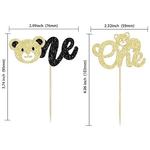 Miniatura 8 de Gyufise 24 piezas de decoración de oso para cupcakes con purpurina, oso con purpurina, para decoración de pastel de primer cumpleaños, para