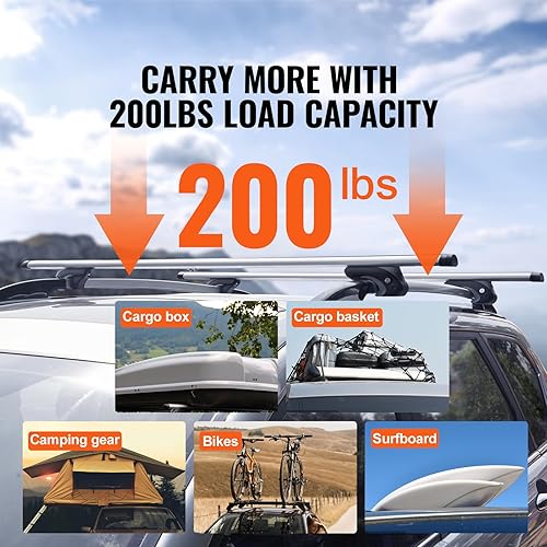 Miniatura 4 de VEVOR Barras transversales universales para portaequipajes, barras transversales de aluminio de 54 pulgadas, riel lateral elevado con hueco,