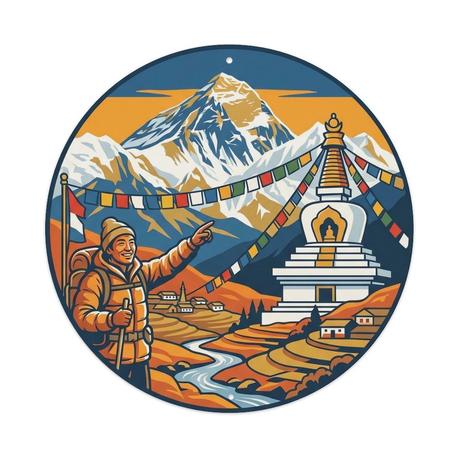 Vintage Travel Nepal Mount Everest Vintage Metal Tin Sign Plaque Wall Decor for Cafe, Club Bar, Office, Garden Metal Poster 8x8Inch