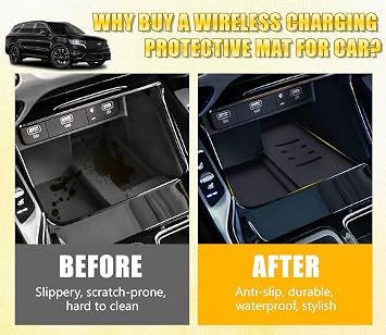Wireless Charging Anti-Slip Mat Fit for 2021-2023 Kia Sorento(Scratch & Scuff Free) (Easy to Clean) Black Silicone Center Console Wireless Charging Protective Pad for Kia Sorento Accessories