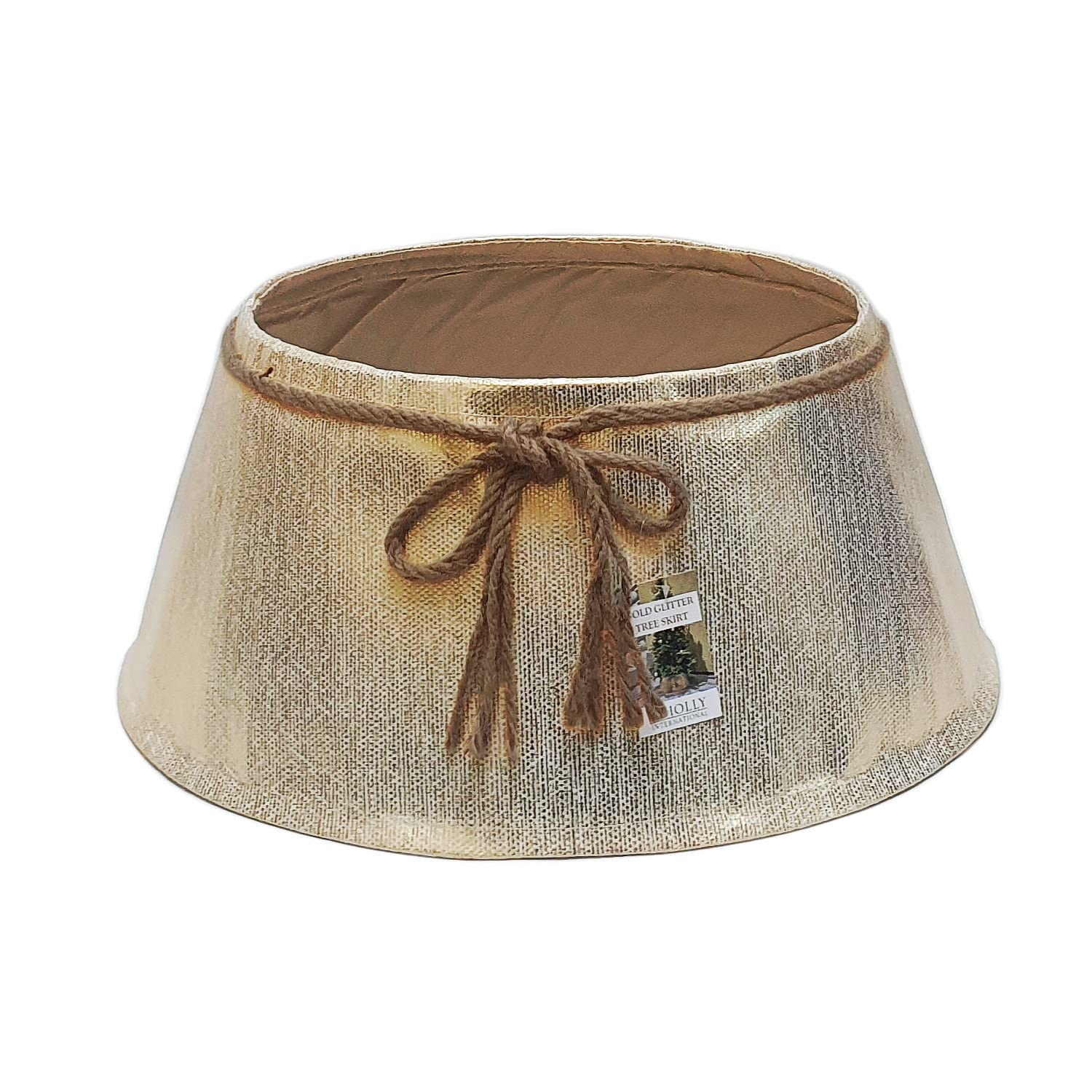 Holly International Gold Glitter Christmas Tree Skirt - Gold