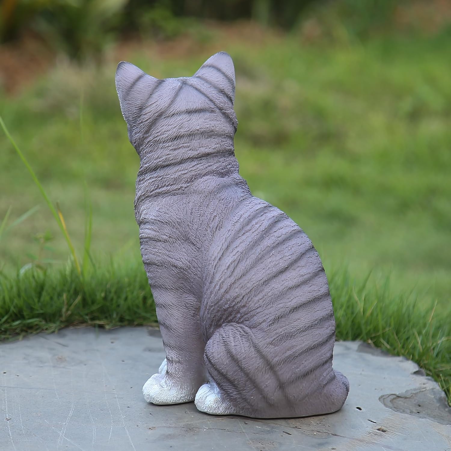 Outdoor cat Sculpture Garden Cat Statue, Gray Resin, 10.8 x 7 x 4.7 inches, Grey Kitten Statue Courtyard, Lawn, Yard Decoration, Cute Kitten Gift - Image 2