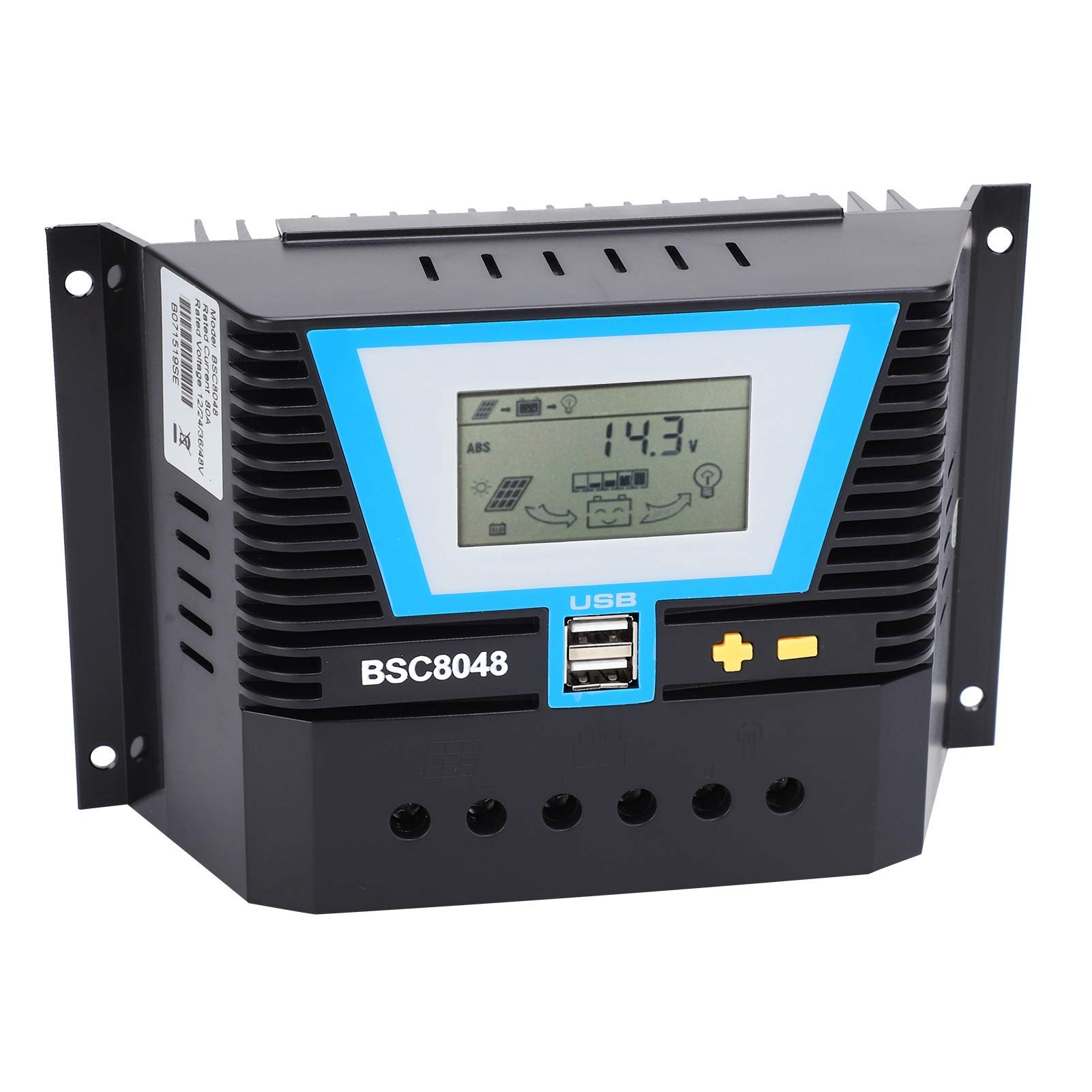 Regolatore di Carica Solare Regolatore Solare Impermeabile Regolatore del Pannello Solare BSC8048 80A 12V/24V/36V/48V Controllo di Carica