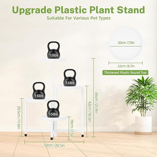 Miniatura 5 de iDavosic.ly Soporte plegable de 4 niveles para plantas para interiores y exteriores con bandeja de plástico, estante de esquina escalonada para