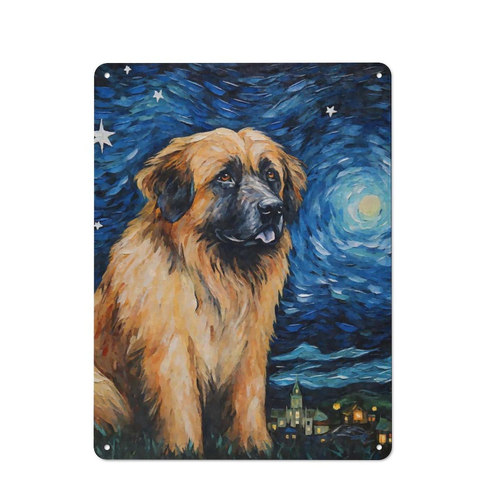 Industrial Leonberger Starry Night Retro Metal Sign 40x30cm, Shed Wall Plaque for Garage, Workshop, Shed Or Utility Room