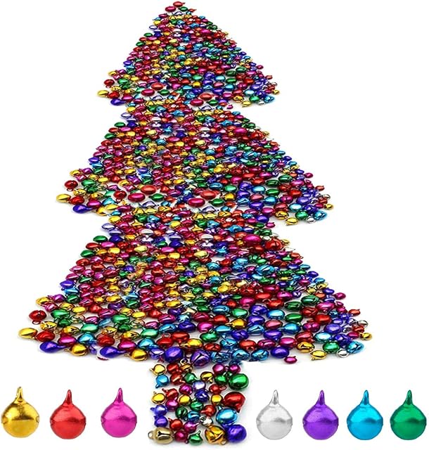 500 Pcs Mini Jingle Bells for Crafts, FUKPO Colourful Small Bells Christmas Bells Decorations, Metal Tiny Bells Gold Silver Red(6mm/8mm/10mm, 6 Colors)for Festival Jewelry Making DIY Pet Collar