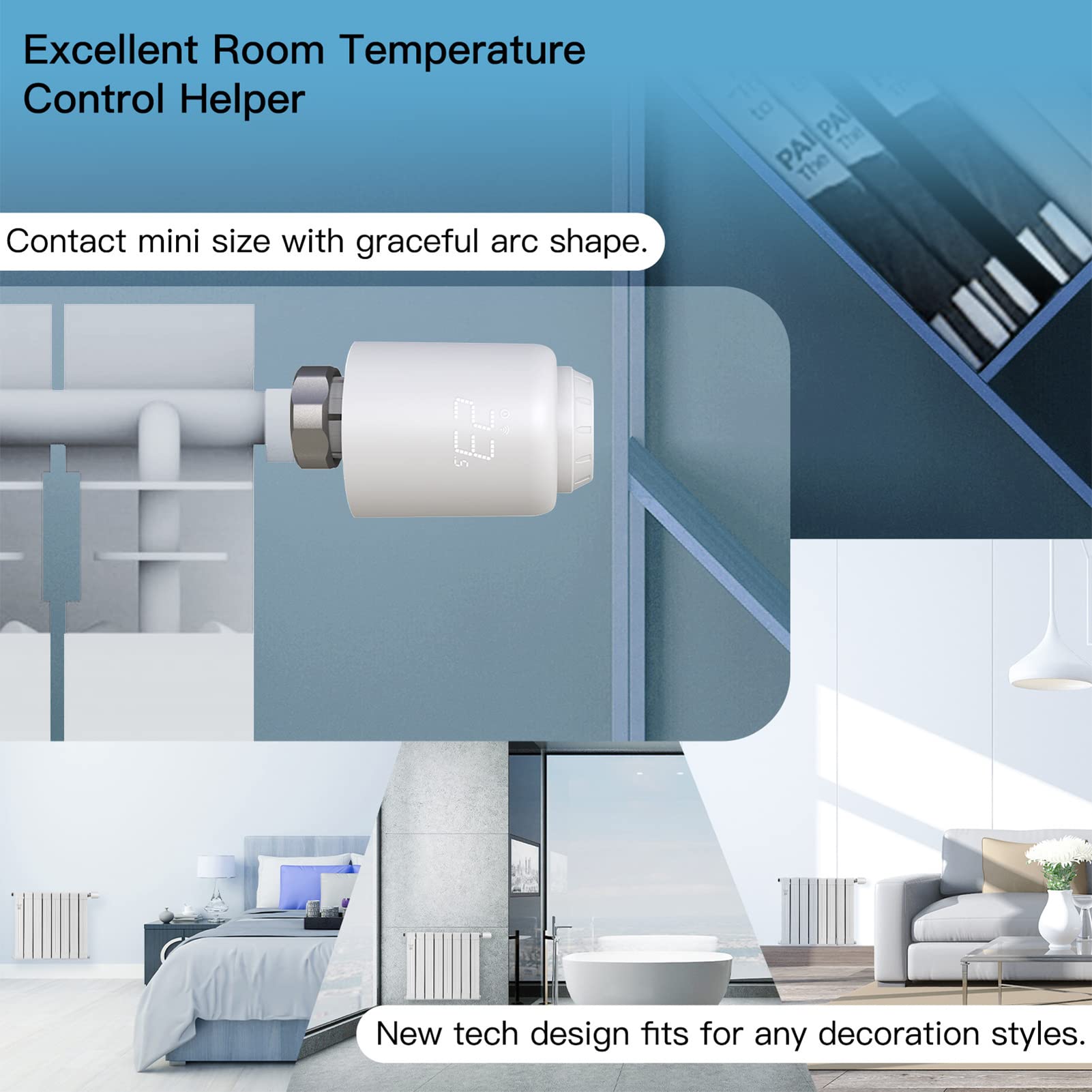 Hyuduo Termostato Smart per Radiatore, Valvola Termostatica ABS con LED,