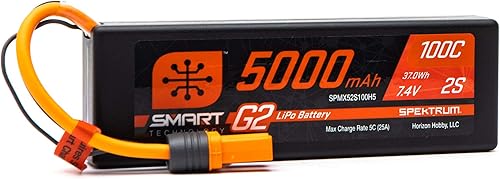 Spektrum 7.4V 5000mAh 2S 100C Smart G2 Hardcase LiPo Batería IC5, SPMX52S100H5, Multi