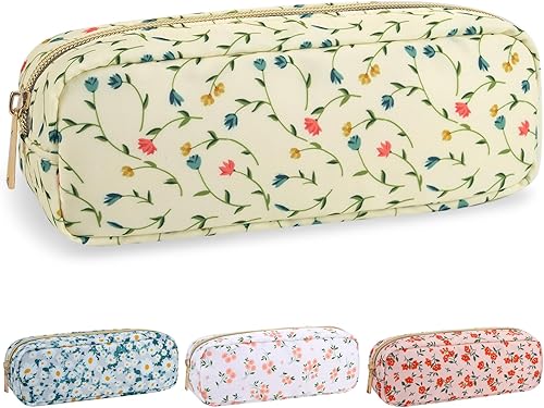 Miniatura 63 de izuzta Bolsa de maquillaje pequeña de nylon, linda bolsa preppy, bolsa con cremallera para cosméticos, Beige, Chico