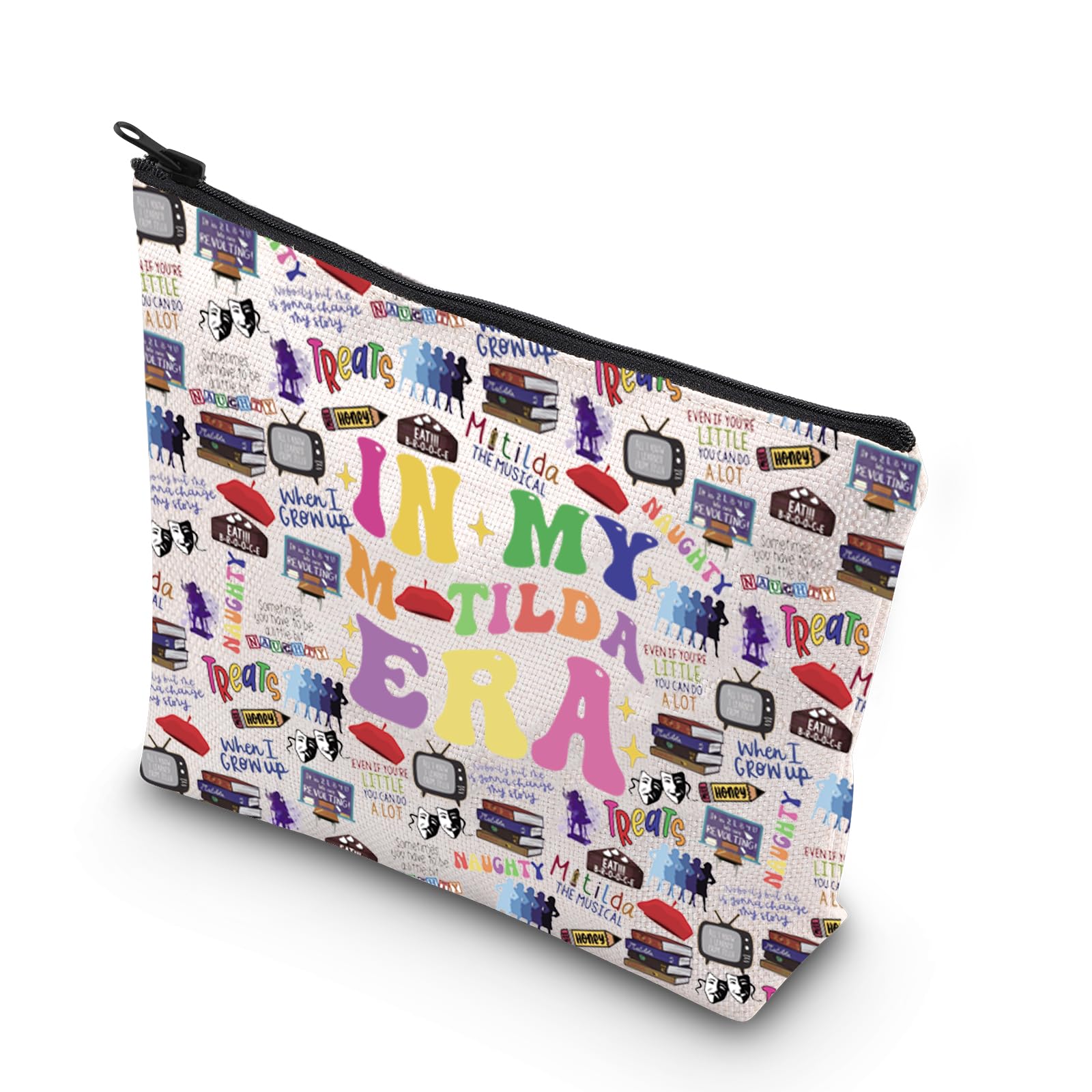 TSOTMO Television Gift Comedy Tragedy Mask Theatre Drama Actress In My Era MakeupBag Musical Lover Gift (Mati Era bag)