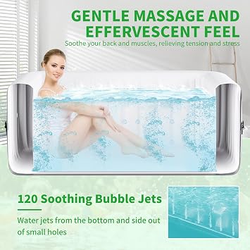 2-4 Person Inflatable Hot Tub, Square Blow Up Portable Hot Tub, Leak-Proof PVC Outdoor Spa with 120 Strong Air Jets, Heater Pump and Insulated Cover, 60 X 60X 25