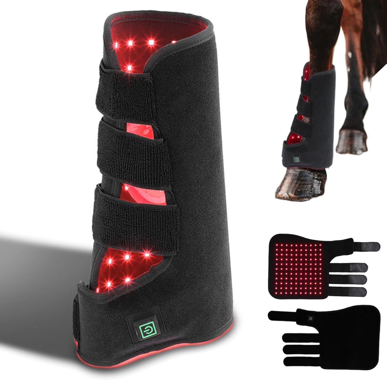 Dispositivo de terapia de luz roja LED para cascos de caballos, botas para caballos con luz roja e infrarroja LED, alivia el dolor causado por el ejercicio vigoroso en las patas de los caballos,Left