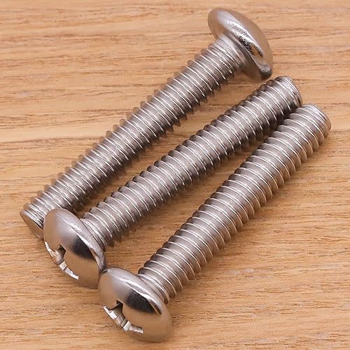 Tornillos de máquina de cabeza plana de acero inoxidable M6-0.039 x 1.181 in, tornillos de máquina Phillips de cabeza redonda, acero inoxidable 304