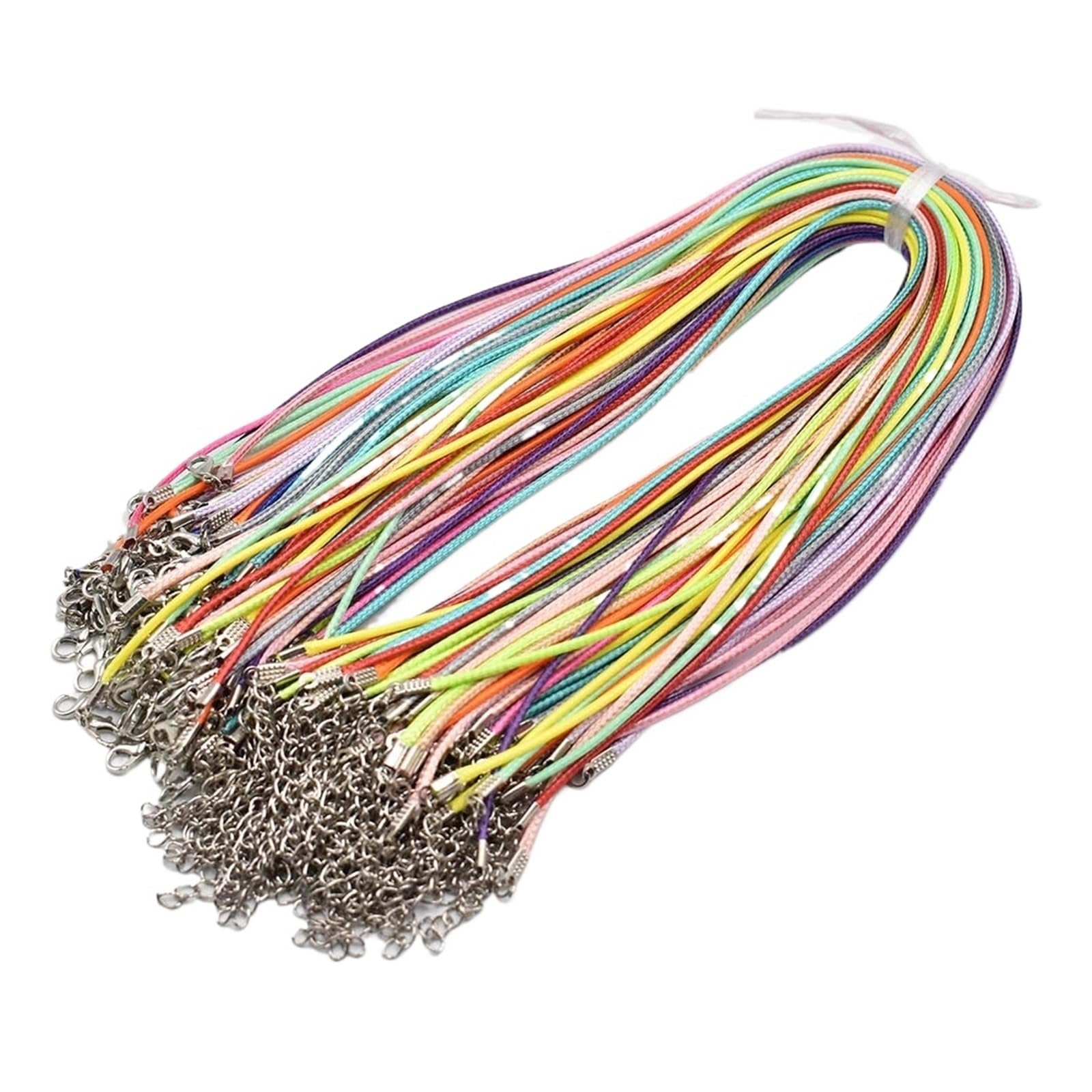 Leather Cord 1.5mm 2mm 45cm 60cm 70cmBlack Mixed Wax Leather Cord Necklace Rope Chain Lobster Clasp DIY Jewelry Accessories 100pcs(2.0mm 45cm 100pc mix)