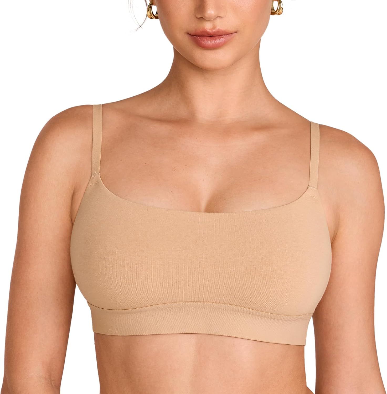 INLYRIC Women's Cotton Bralette - Wireless Unlined Sleep Comfortable Seamless Cami Bra