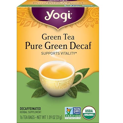 Yogi Té - Té verde puro descafeinado (paquete de 4) - Apoya la vitalidad - con antioxidantes - Descafeinado - 64 bolsas de té verde orgánico