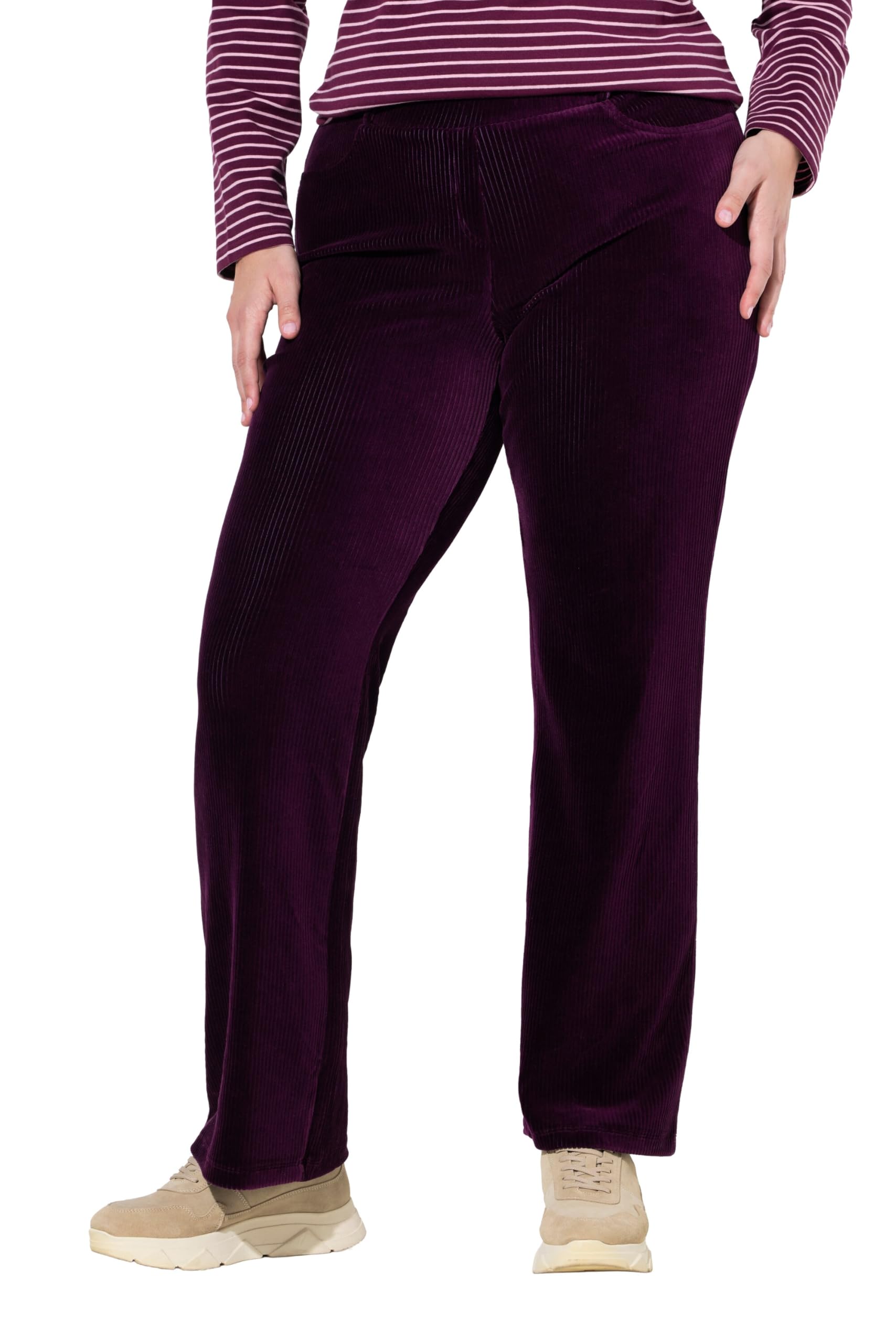 Ulla Popken Damen große Größen Übergrößen Plus Size Cord-Schlupfhose Mary, Elastikbund, Biobaumwolle 847309