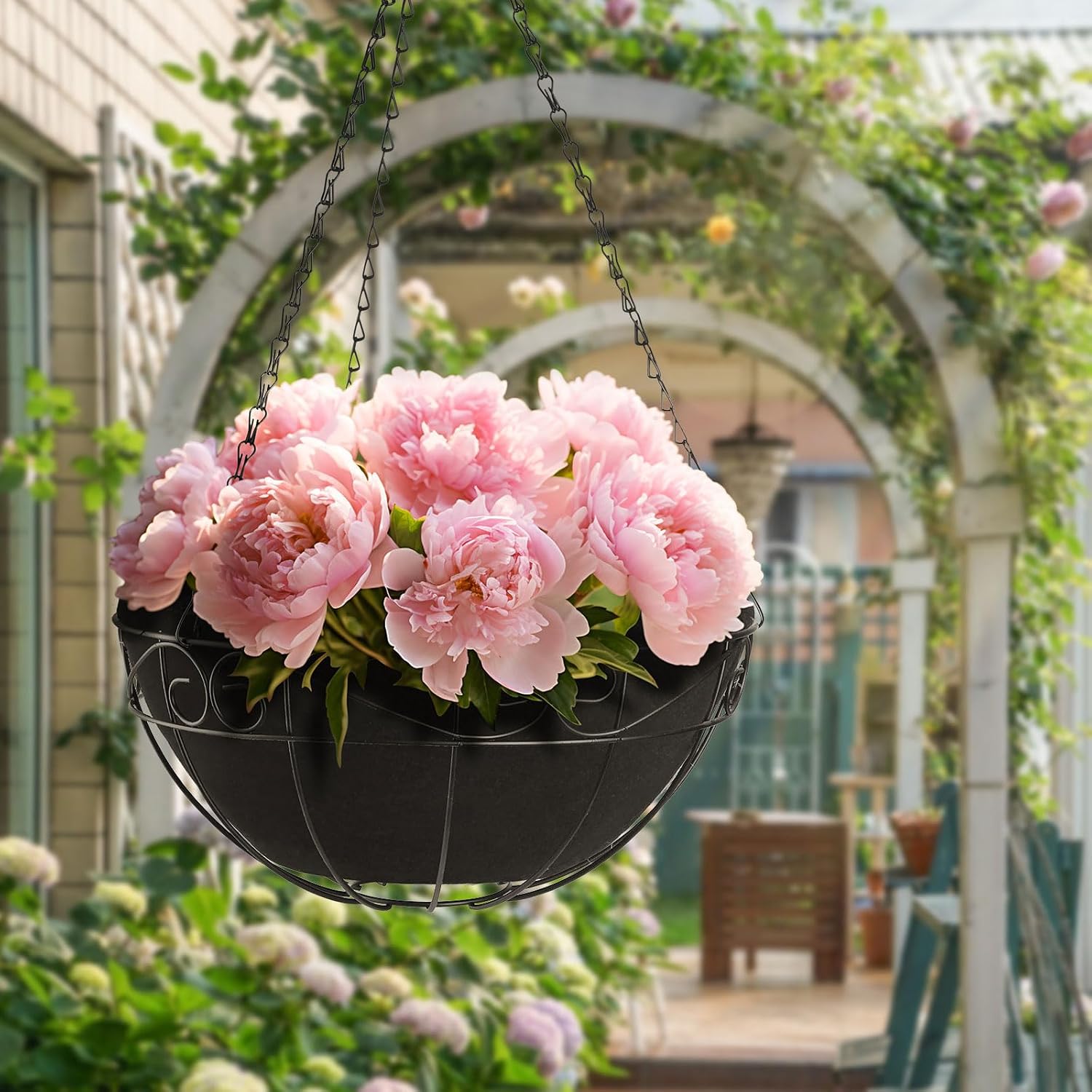 Non-Woven Fabric Plant Grow Bags Replacement 16 Inch 2 Pack Coco Liner Window Basket,Trough Shaped Wall and Deck Mount Planters,Round Hanging Basket