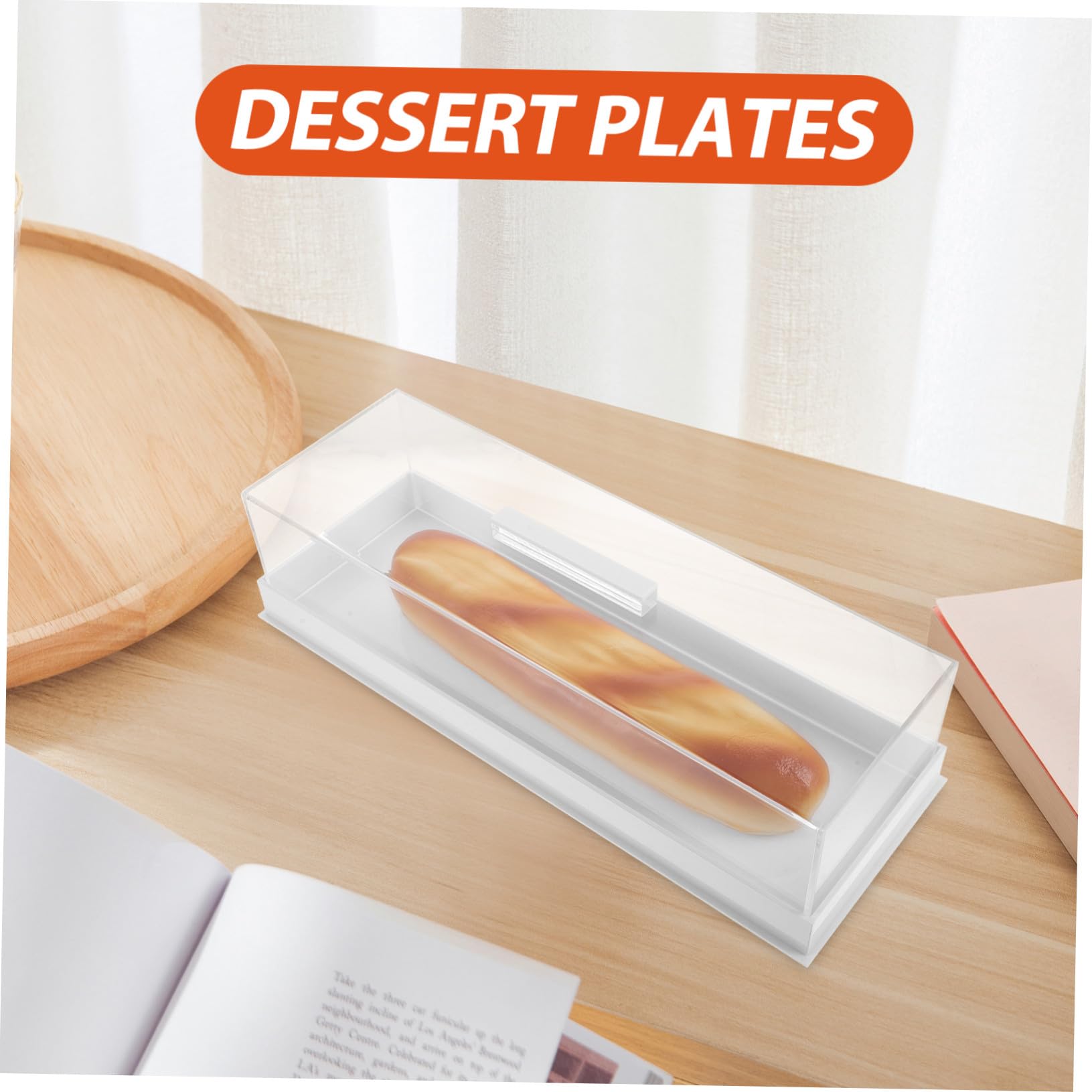 MAGICLULU Caja de Presentación Rectangular para Tartas de Acrílico con Tapa Bandeja para Pasteles y Cupcakes para Cafeterías Fiestas y Uso Doméstico