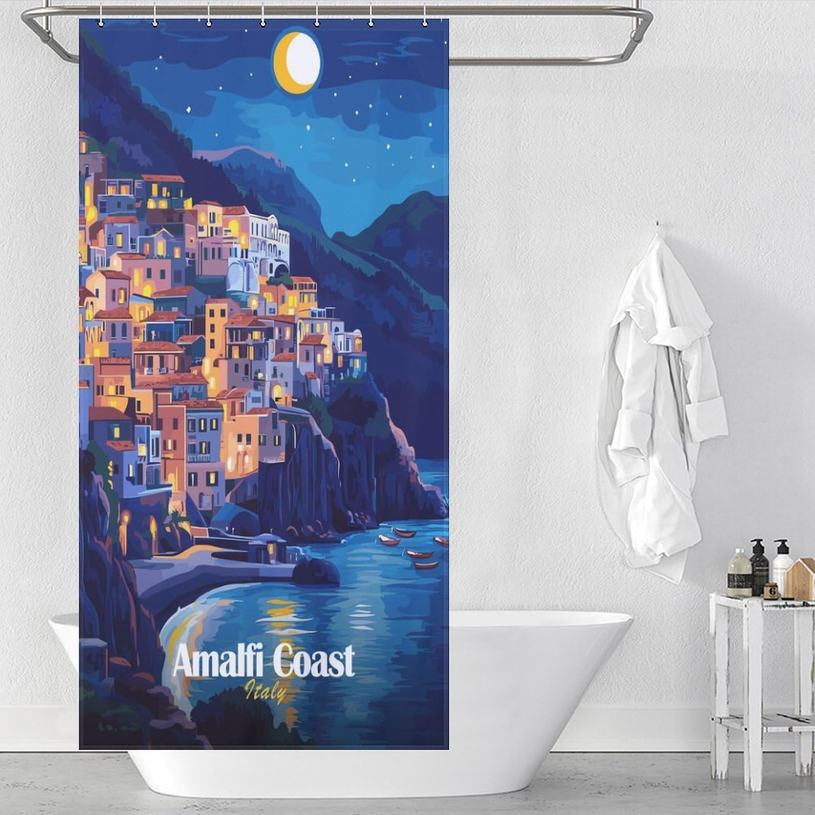 Rideau de douche anti éclaboussures 90x180cm en polyester style art moderne amalfi
