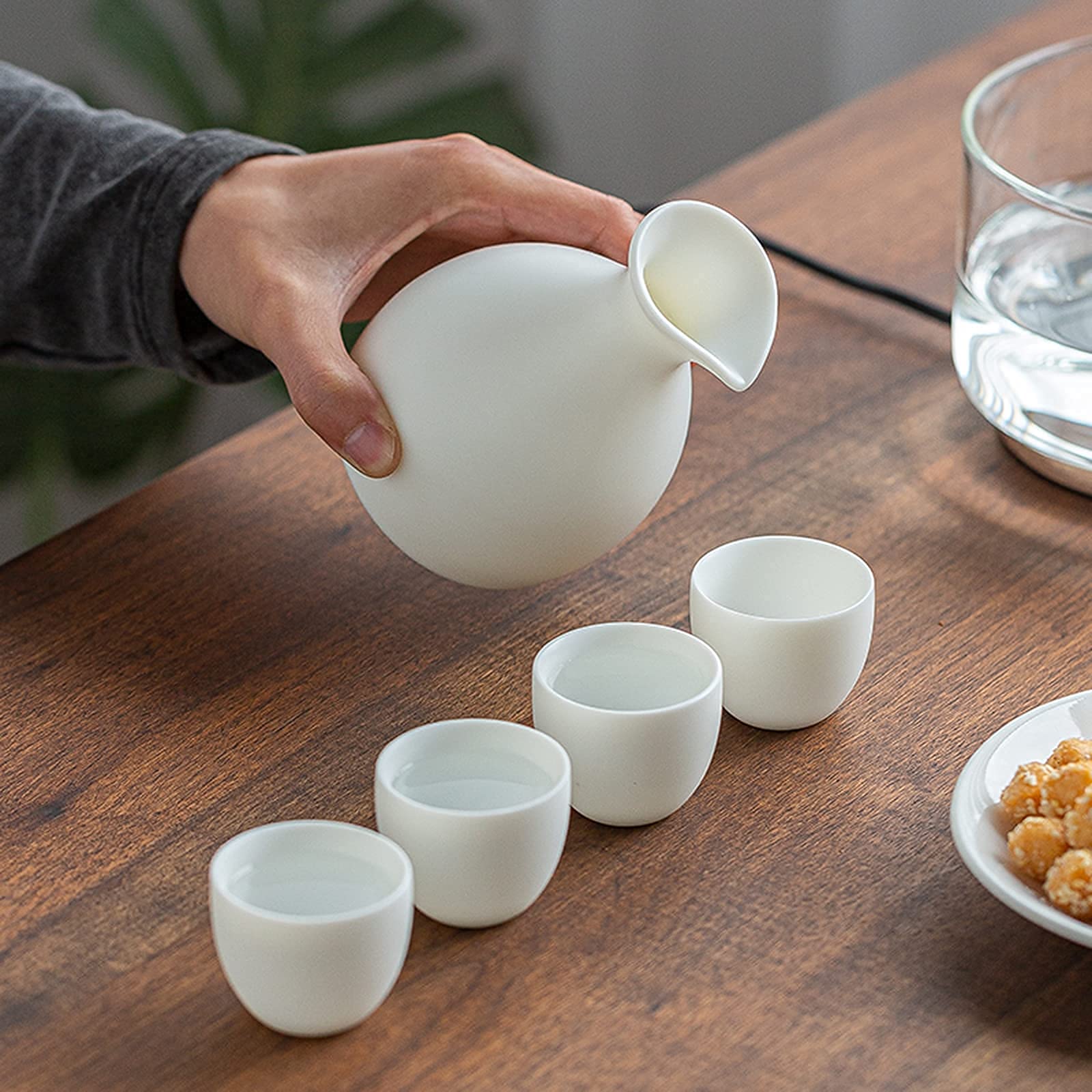 Juego De Sake Japonés De Cerámica, Antideslizante, Insípido, Fácil De Usar Y Limpiar, Ideal para Amantes De La Cultura Y La Artesanía Tradicional. 4 Tazas, A. Vajilla, 6 Tazas, B.