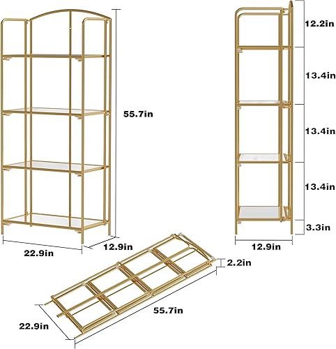 Miniatura 157 de Crofy - Estantería plegable sin montaje para sala de estar, estante plegable blanco de 5 niveles para oficina en casa, organizador de almacenamiento