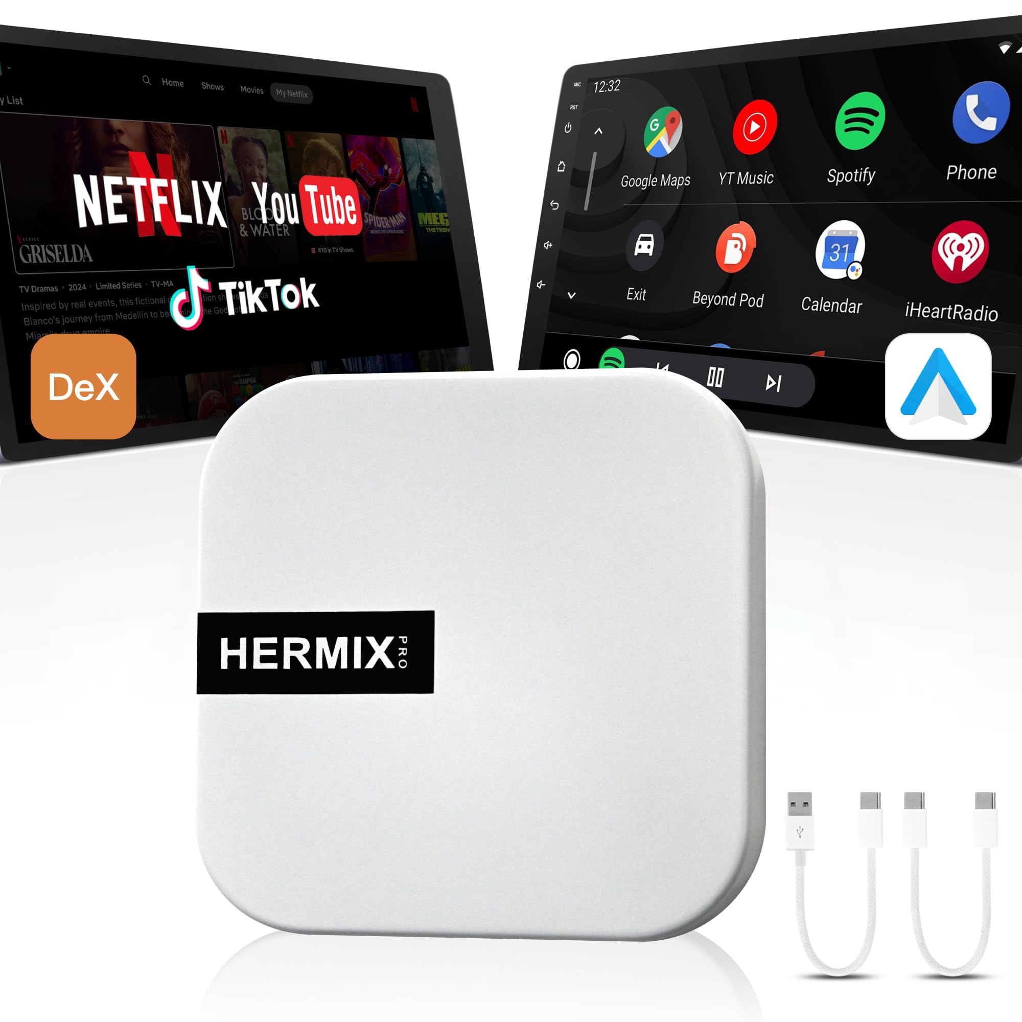 Android Auto Wireless Adapter Compatible with Samsung DeX,Wireless Android Auto Adapter Support YouTube, Netflix,Car Streaming Device,DeX Station, Desktop Experience for Car (White)-image-24