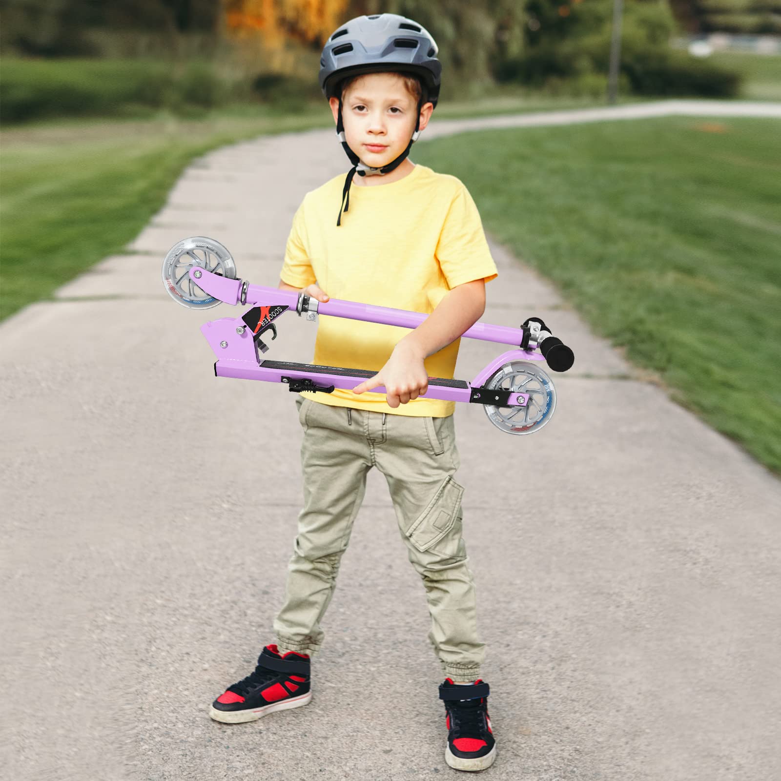 GOPLUS Patinete plegable para niños, con ruedas LED, a partir de 4 años hasta 70 kg