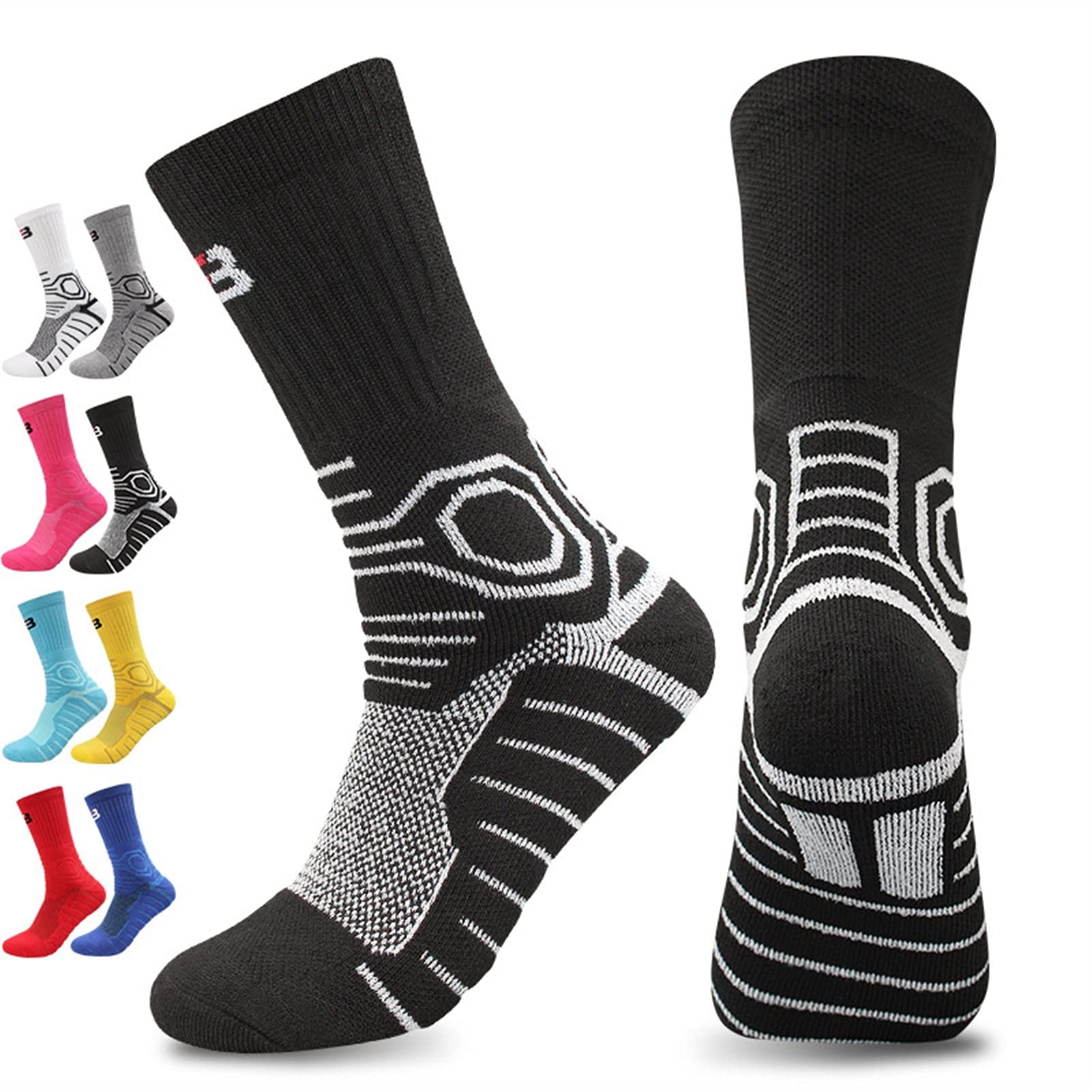 Uomo Sport Sport Elite Calze da Basket Fitness all'aperto Escursionismo Escursionismo Ciclismo Athletic Compression Asciugamani di Cotone Bottom Socks Termici con Calze in Esecuzione