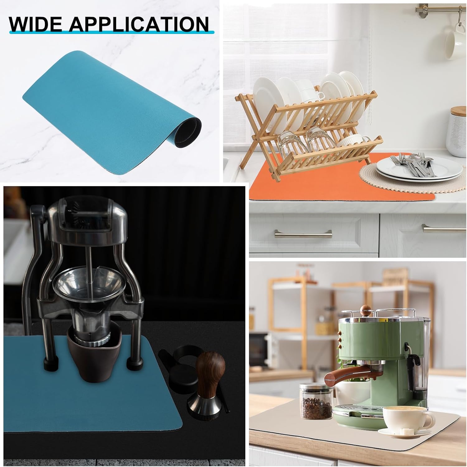 uxcell Silicone Mats for Kitchen Counter, 35.4" x 23.6" Non-Slip Countertop Protector Mat Heat Resistant Coffee Mat Waterproof Table Placemat, Navy Blue