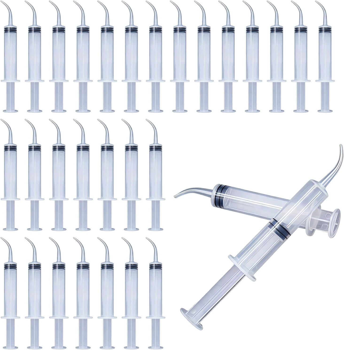 150 Pack Dental Syringes with Curved Tip, 12 ml Disposable Irrigation Syringes for Tonsil Stones, Oral Rinse, Mouthwash, Liquid Injection, Tooth Care (Without Capacity Scale)