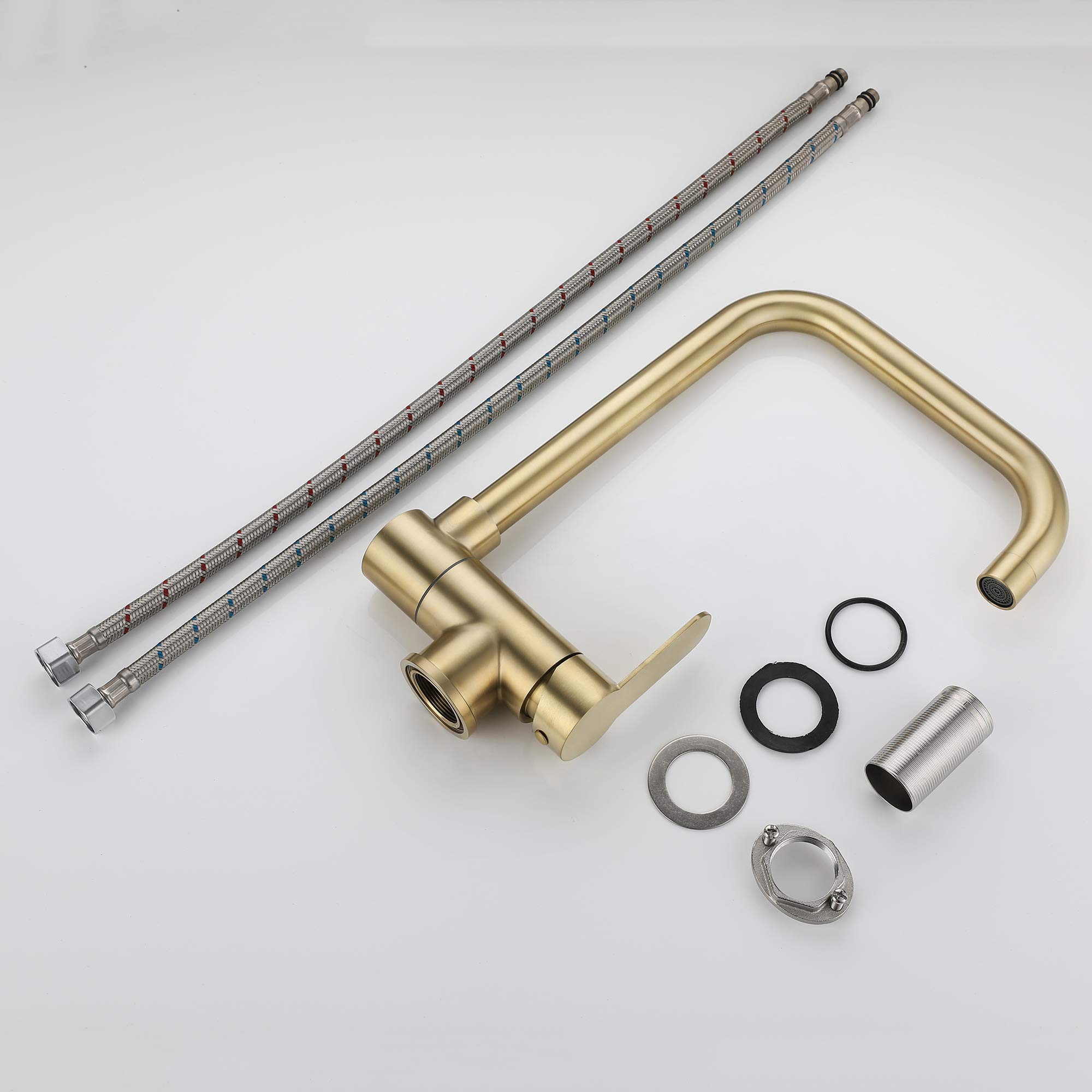 Miscelatore da cucina pieghevole finestra rubinetto rame dorato finestre rubinetto da cucina pieghevole per acqua calda e fredda regolabile girevole a 360° per lavello anteriore finestra