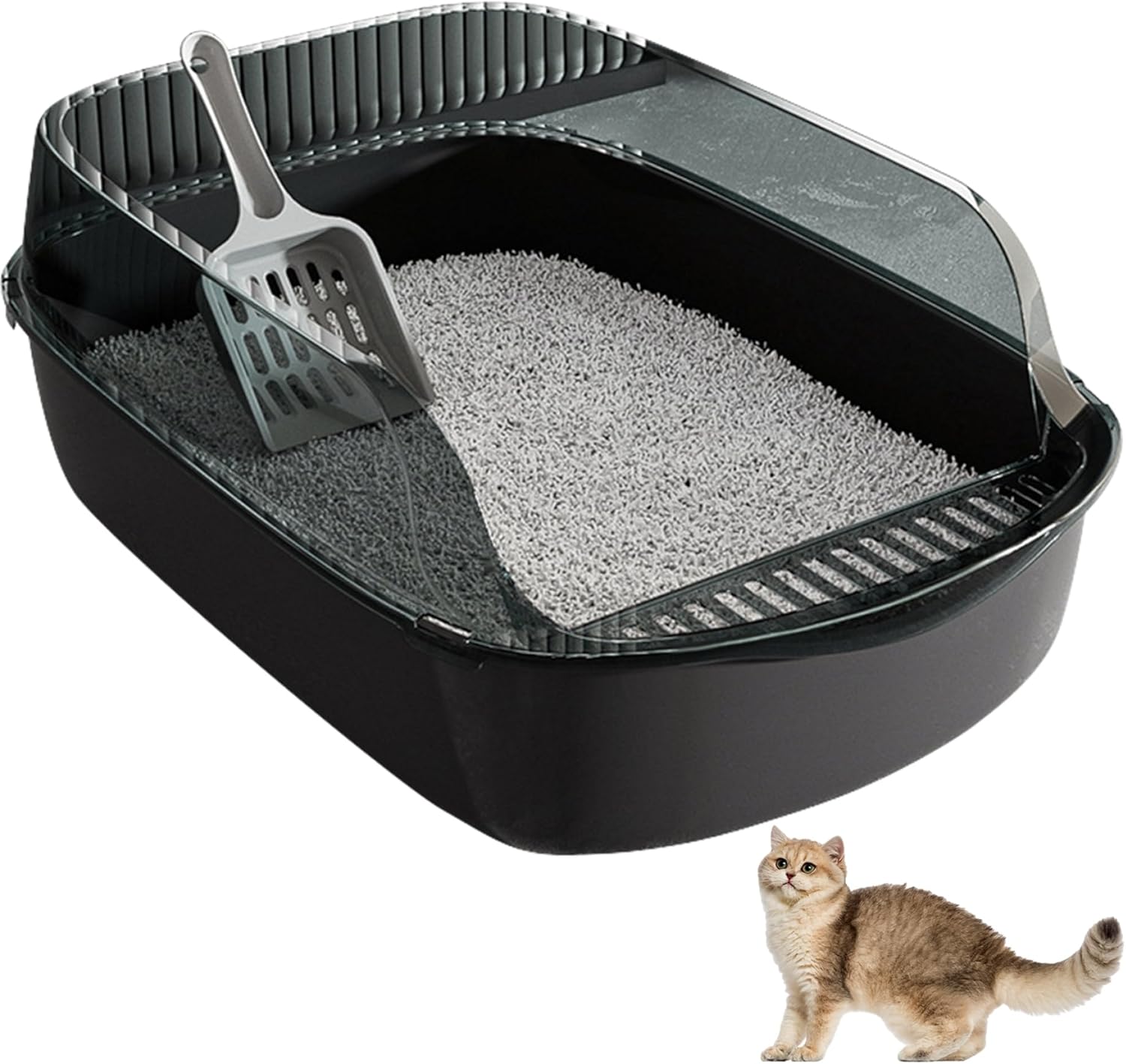 Cat Litter Trays, 12L Cat Litter Box with Scoop & Anti