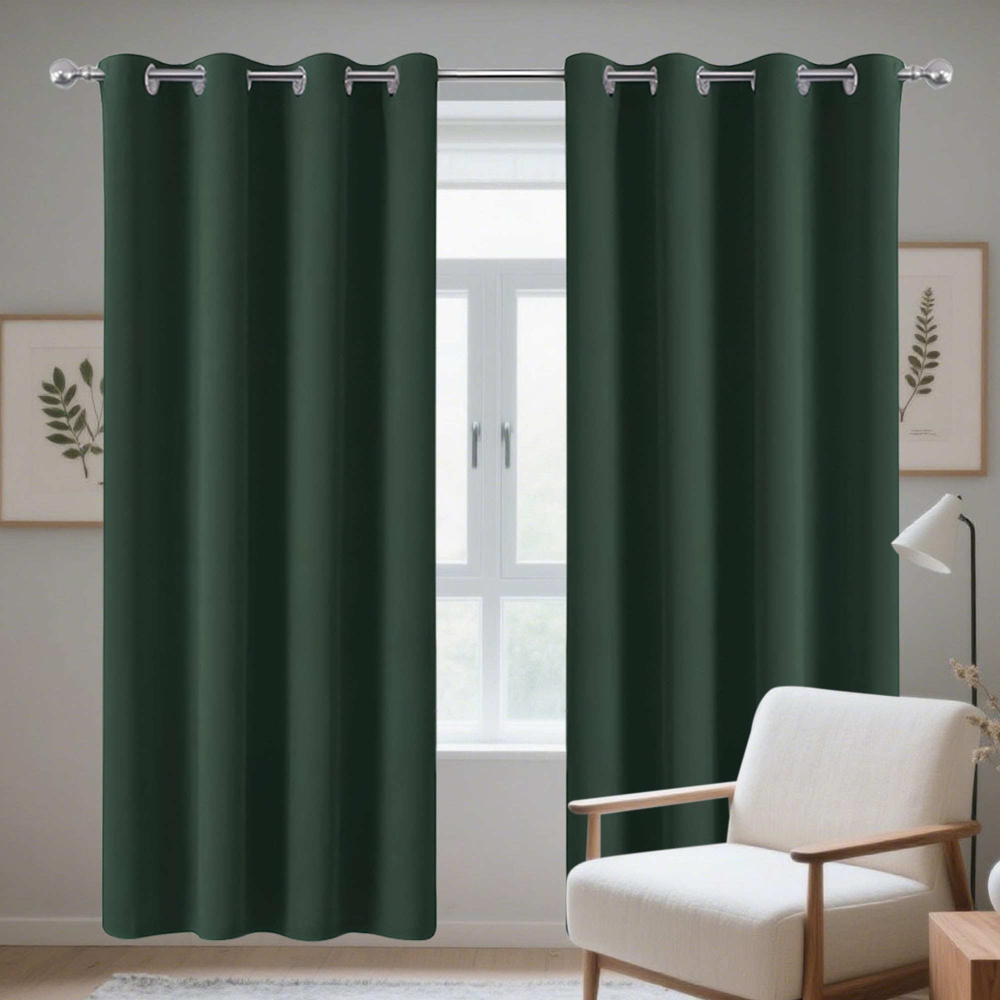 Rideau occultant vert foncé 164x159 cm pour petite fenêtre de chambre