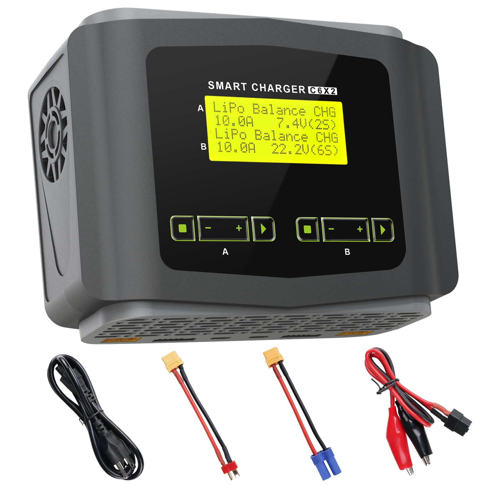 Dual lipo Battery Charger 1S-6S RC Car Battery Charger 240W 10A Balance Charger Discharge for LiPo/Li-ion/Life(1-6s) NiCd/NiMH/LiHV/PB Smart Battery RC Car Charger