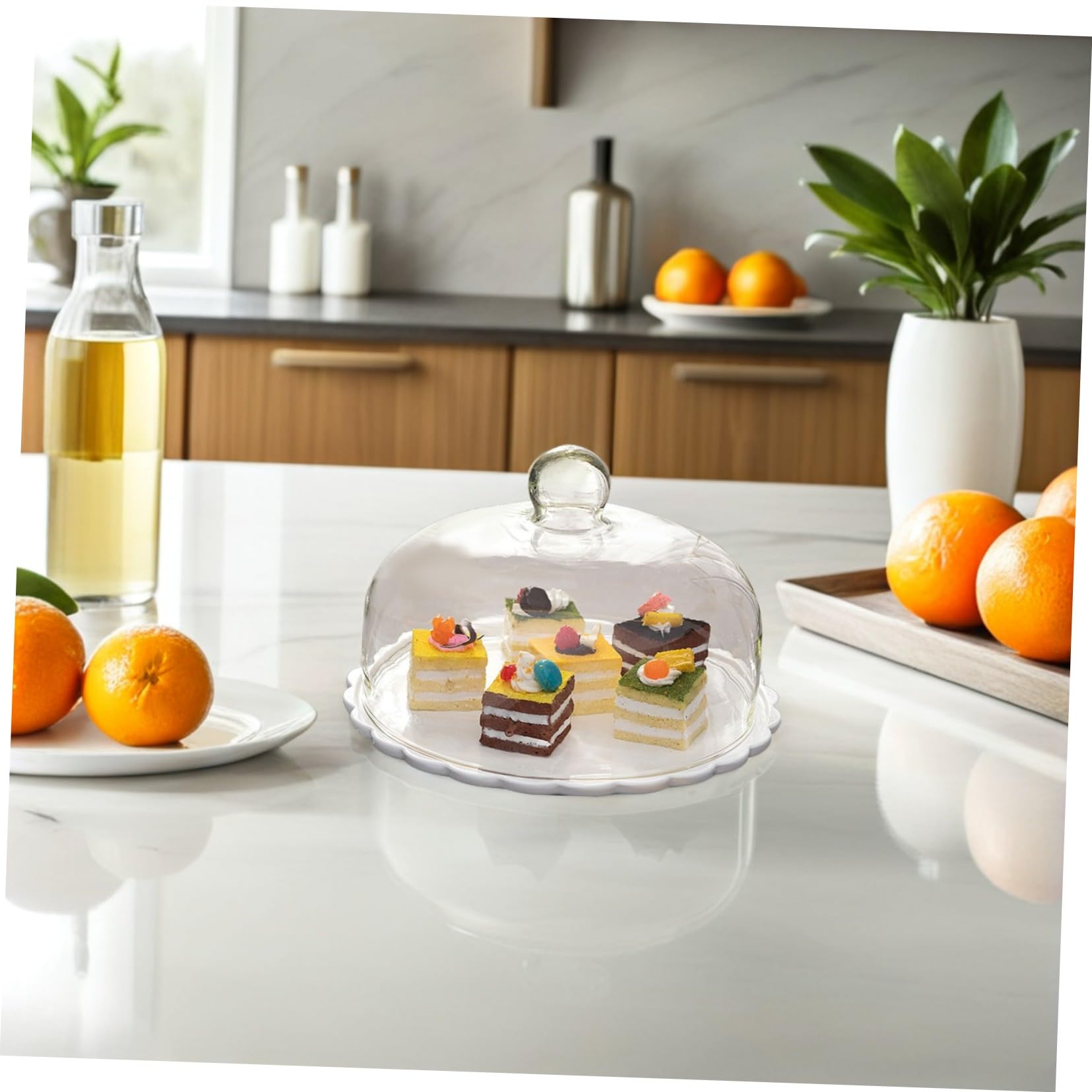 Tortenpräsentationsabdeckung 1 Satz Glas Keramik Weiß, Kuchenhauben