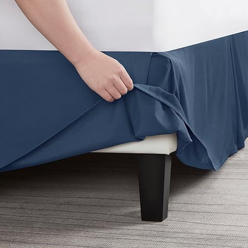 Miniatura 5 de Nestl - Falda de cama plisada de fácil ajuste con caída a medida de 14 pulgadas con pliegues de microfibra suave de doble cepillado de alta calidad