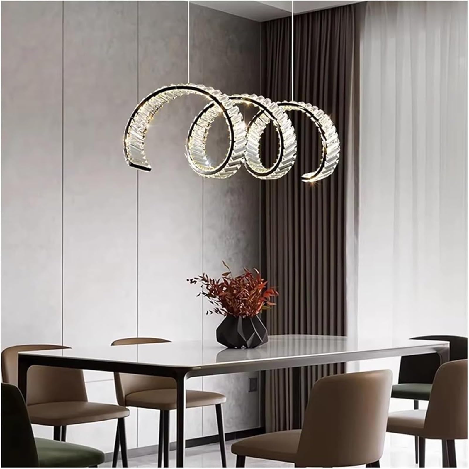 FZQSXAZU Pendant Light Ceiling Shade Dine Dining Room Indoor Lamp Hanging LED Chandelier Decorative Modern Interior for Living Chandeliers(Warm Black 120cm)