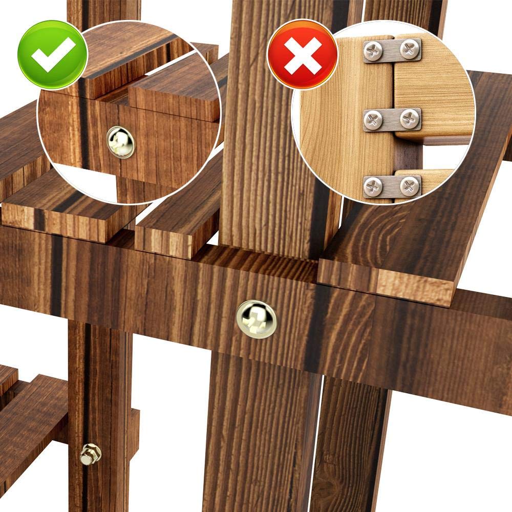 Abician Étagère Plantes Étagère Fleurs en Bois Support de Pots à Roulettes Intérieur avec 6 Tablettes pour Balcon Terrasse Maison Jardin 124 × 33 × 80cm