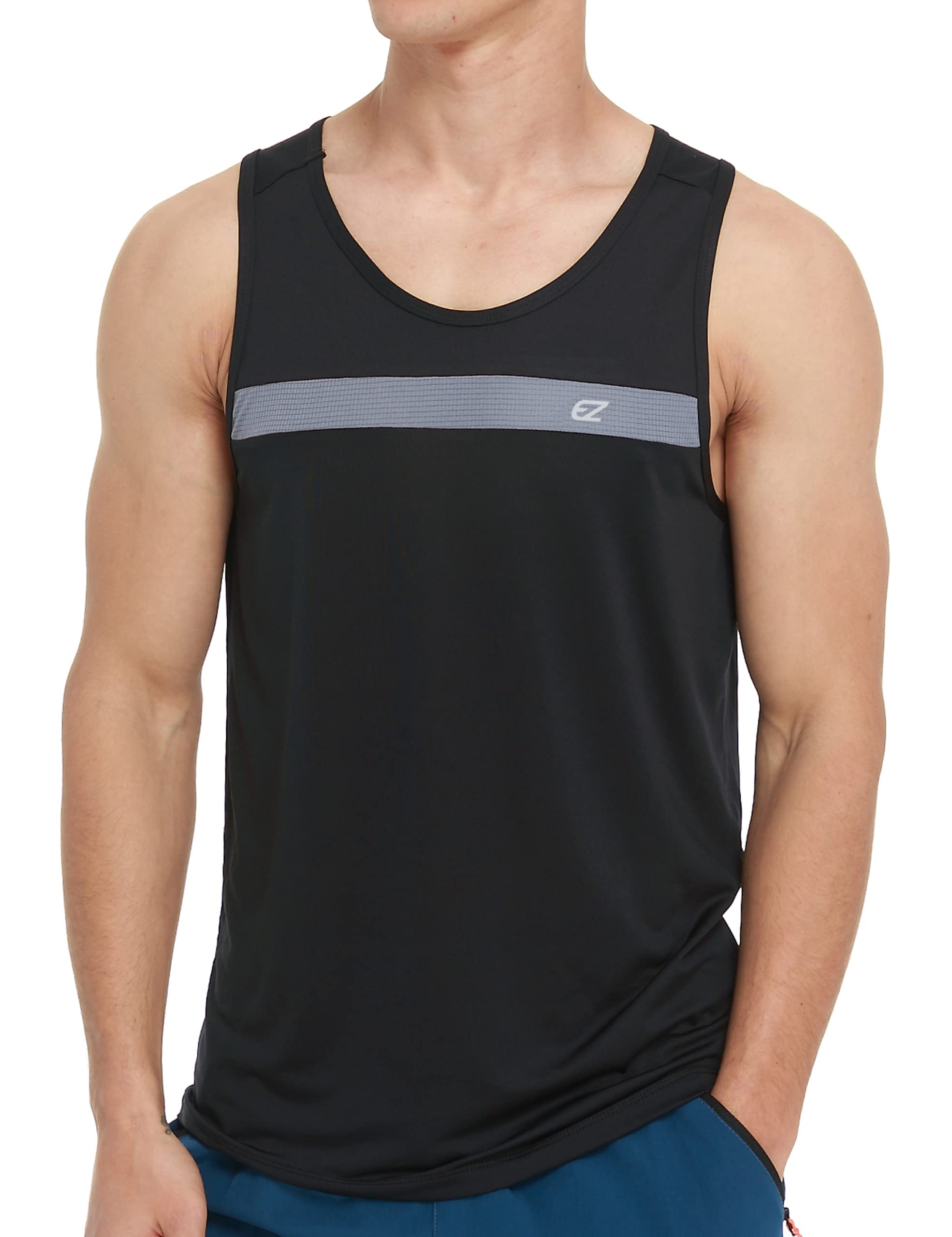 EZRUN Men's Tank Tops Quick Dry Athletic Training Workout Shirts for Gym Fitness Bodybuilding Running Jogging