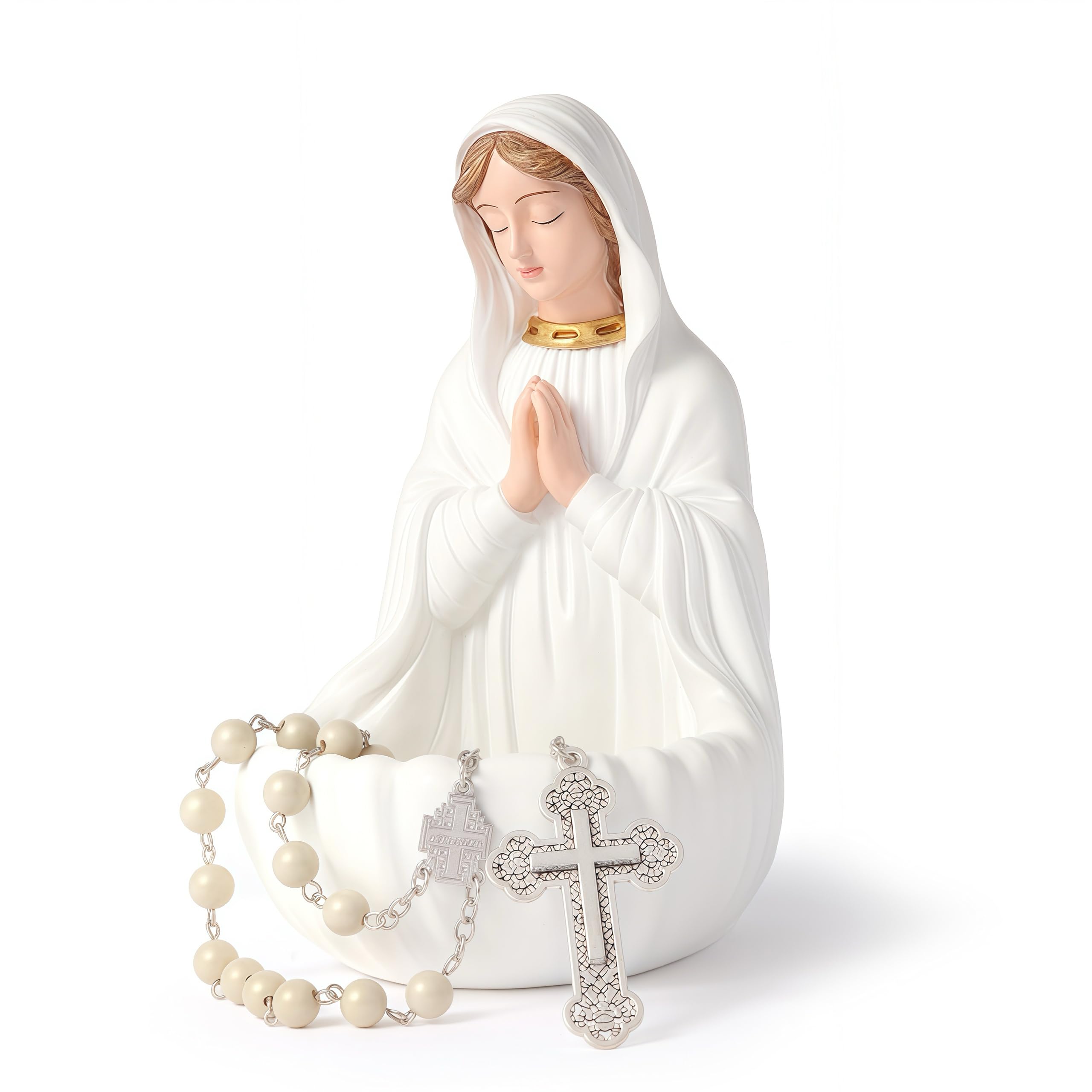 Our Lady of Grace Statue Virgin Mary Keepsake Rosary Holder,Catholic Gifts for Women Religious Home Decor, Blessed Mother Statues, Resin Relic (6 inches)
